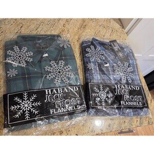 New! Lot of 2 Vtg Haband Jack Frost Flannel Shirt Mens M Blue Green Plaid Button